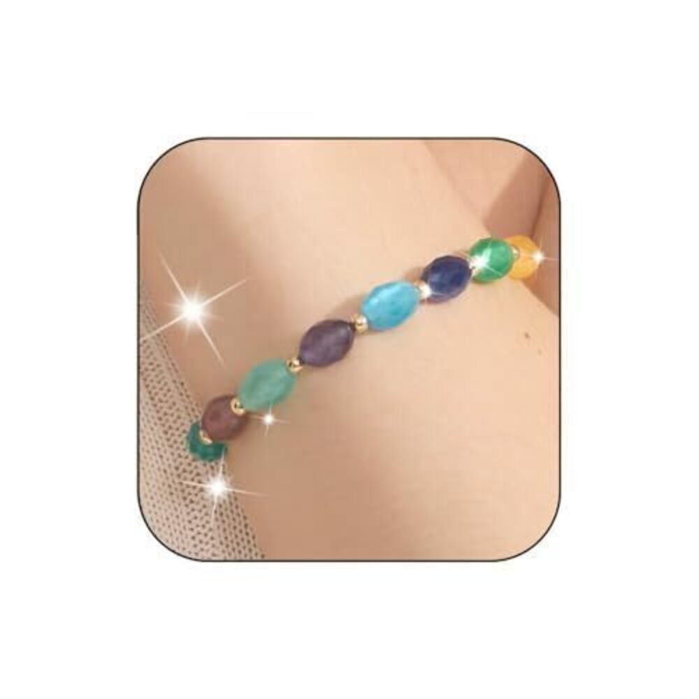 3239 Healing Crystal Bracelet Beads Handmade Gemstone with 18k Gold Plated